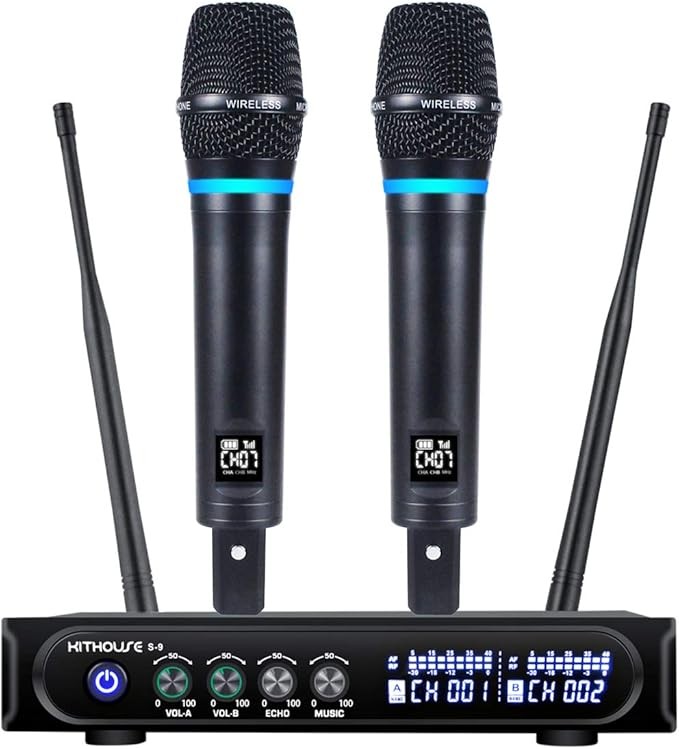 S9 UHF Rechargeable Wireless Microphone System Karaoke Microphone Wireless Mic C