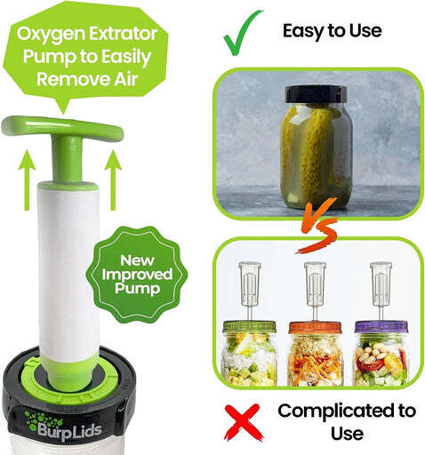 BurpLids® 4 Pack Curing Kit - Includes 4 Lids & Extraction Pump