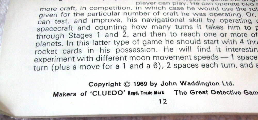 WADDINGTONS VINTAGE BLAST OFF! BOARD GAME - (INSTRUCTIONS BOOKLET) ONLY - USED