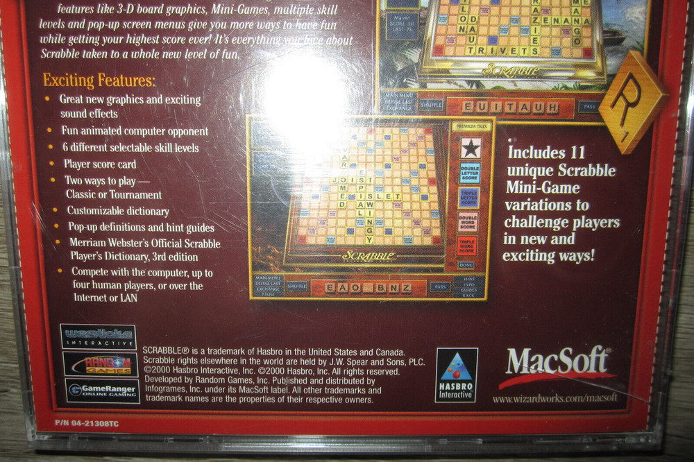 NOS Scrabble MacSoft CD-ROM crossword game, 2000 (Sealed!)