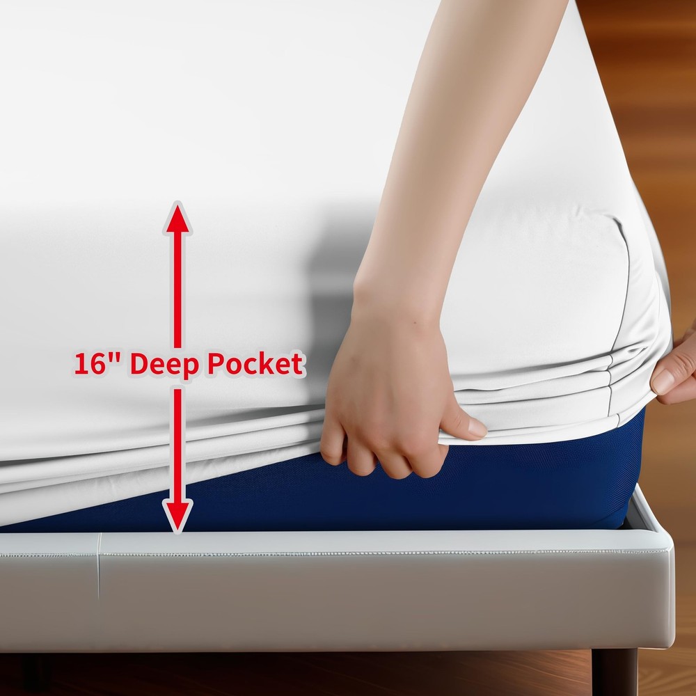 Fitted Sheet 1 Pack Split King Size Only Viscose Derived from Bamboo,400 Thre...