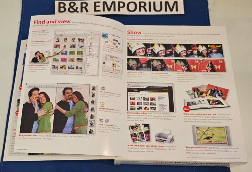 Adobe Photoshop Elements 4.0 (2005 Adobe Systems) - Used CD-ROM + 206-page book