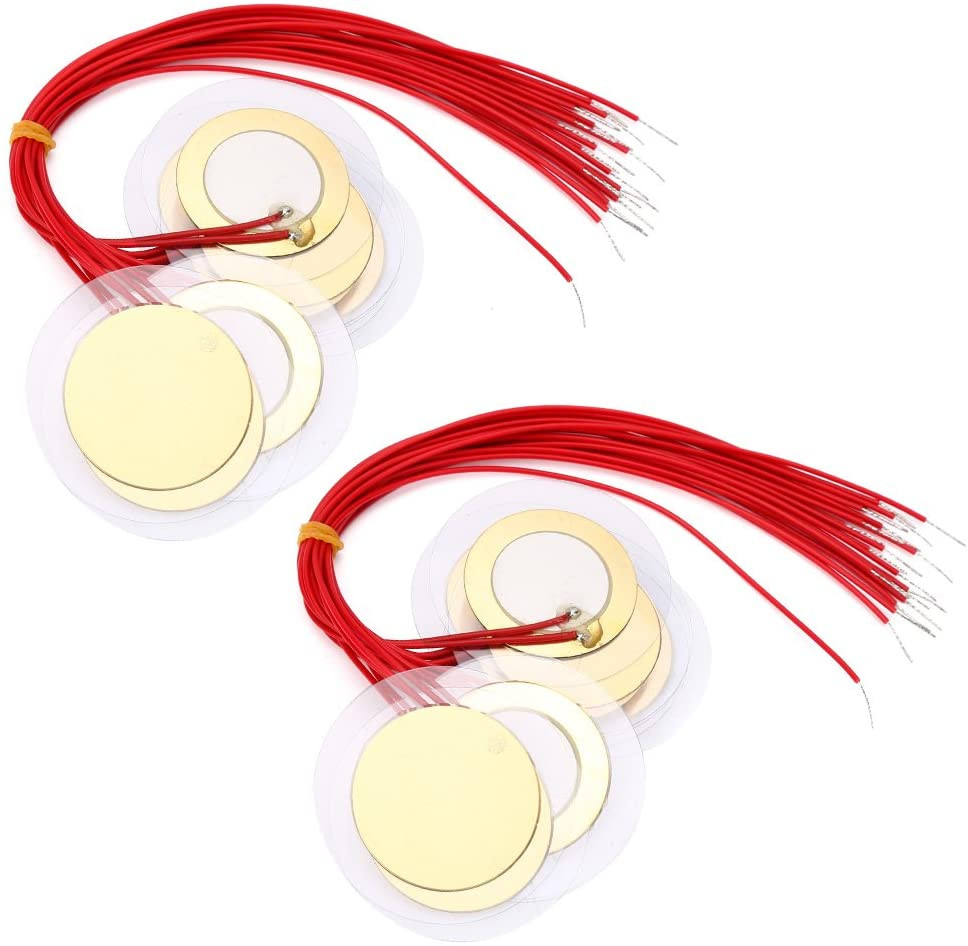 20PCS 35mm Prewired Piezo Elements Buzzer Sounder Sensor Trigger Drum Disc NEW