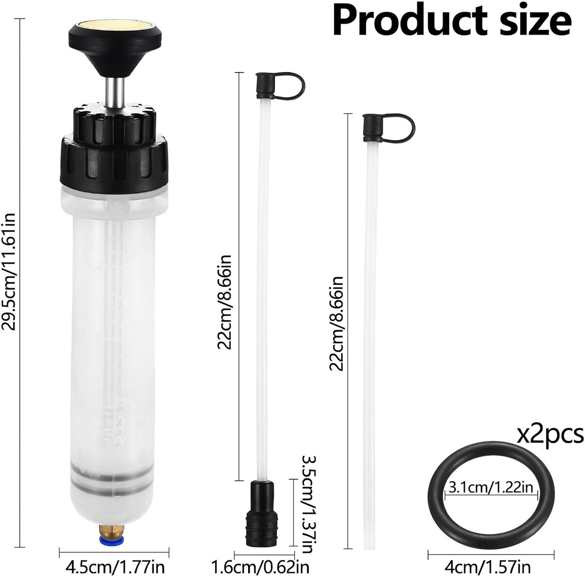 Automotive Fluid Extractor Pump Oil Change Syringe With Hose Manual Fuel Suction
