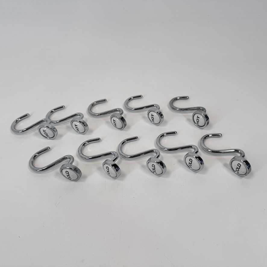 Silver Metallic Decorative Shower Curtain Hooks 12 PCS HOT/COLD Faucet