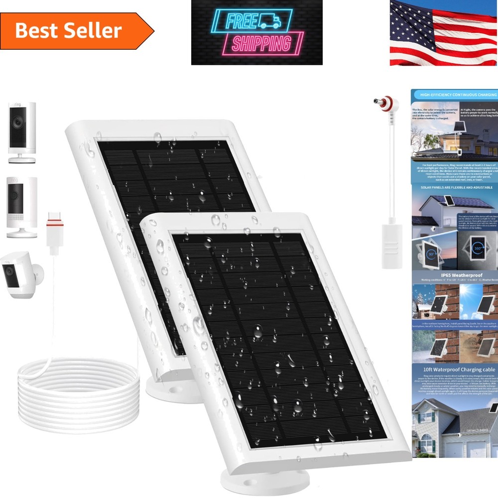 Solar Panel for Ring Camera(2Nd Generation), 2 Pack 5W Solar Panel with 10FT/3M