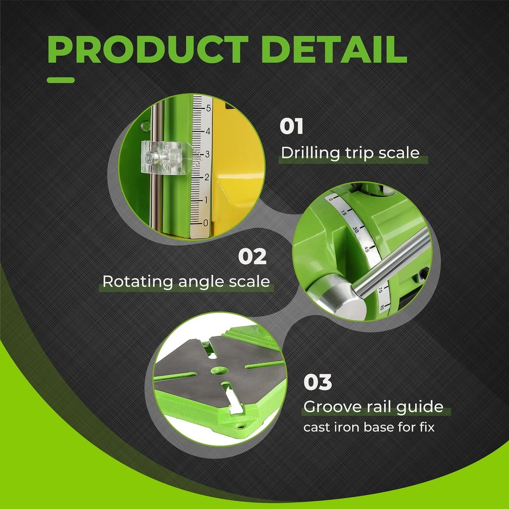 Upgrade Floor Drill Press Stand Table with Rotary Tool, 90° Rotating Fixed Fr...