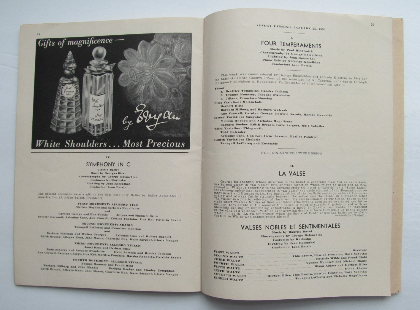 New York City Ballet Program - 1953 - Tallchief, Le Clercq, Balanchine, Robbins