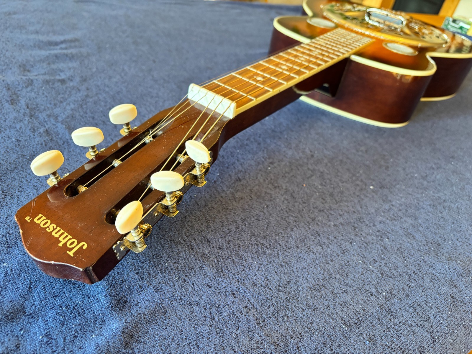 Johnson Square Neck Resonator Guitar Dobro Sunburst Bluegrass Instrument w/Case