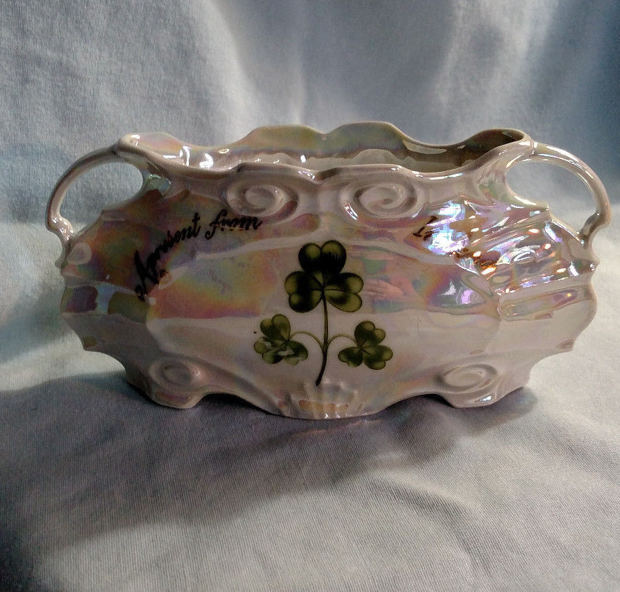 Thuringia Shell Shaped Double Handled Vase- Souvenir from Ireland