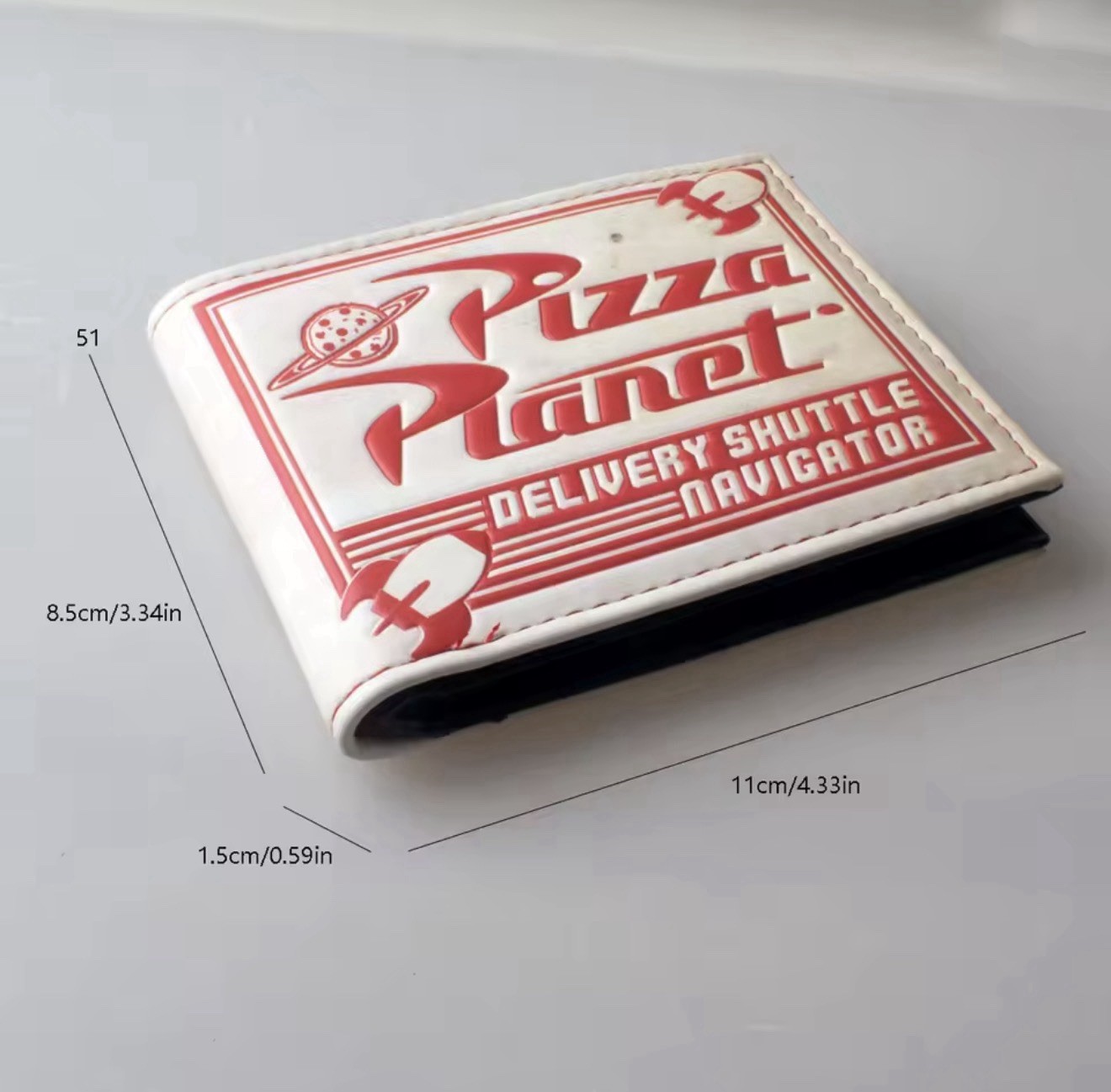 Disney Pixar Toy Story Pizza Planet Bi-fold Wallet Distressed w Black Interior