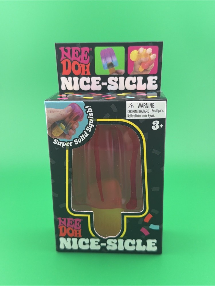 NeeDoh Nice-Sicle Pink And Orange Super Solid Squishy Popsicle NEW Authentic