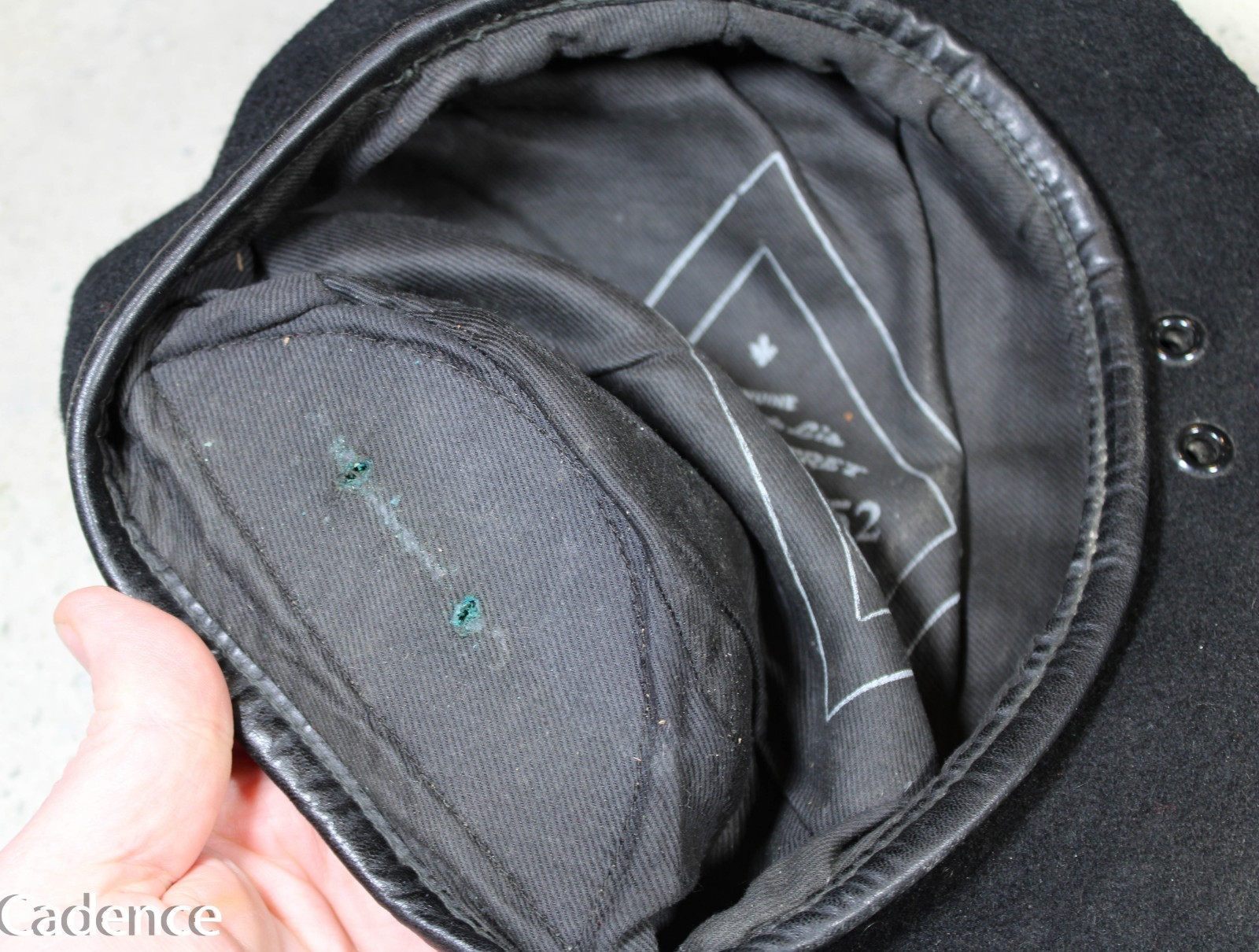 US Vietnam Black Ranger Beret Canadian Made Dated 1952 Huge 7 1/2 Worn S931