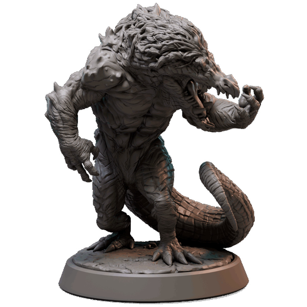 D&D Crocodile Monster Mini 32mm Scale Mini TTRPG