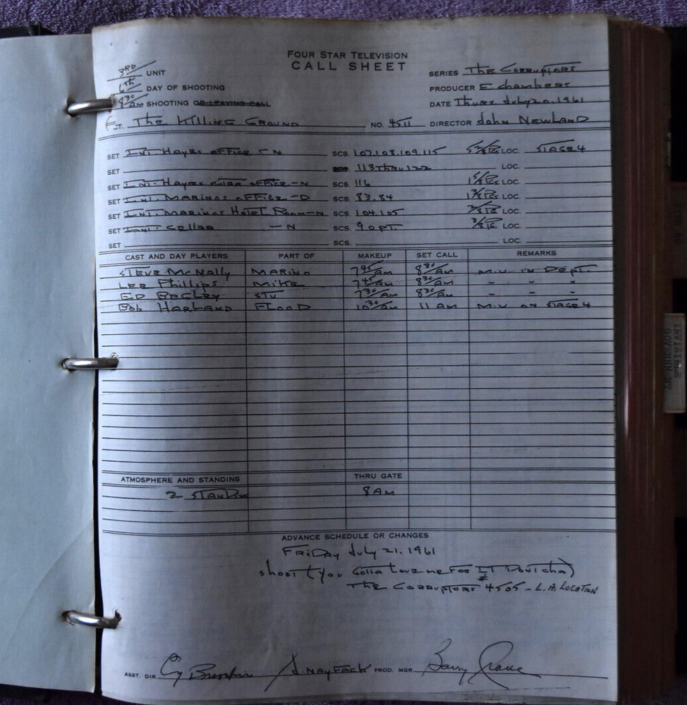 1961-2 " Target: The Corruptors " Original Screenplay Scripts.