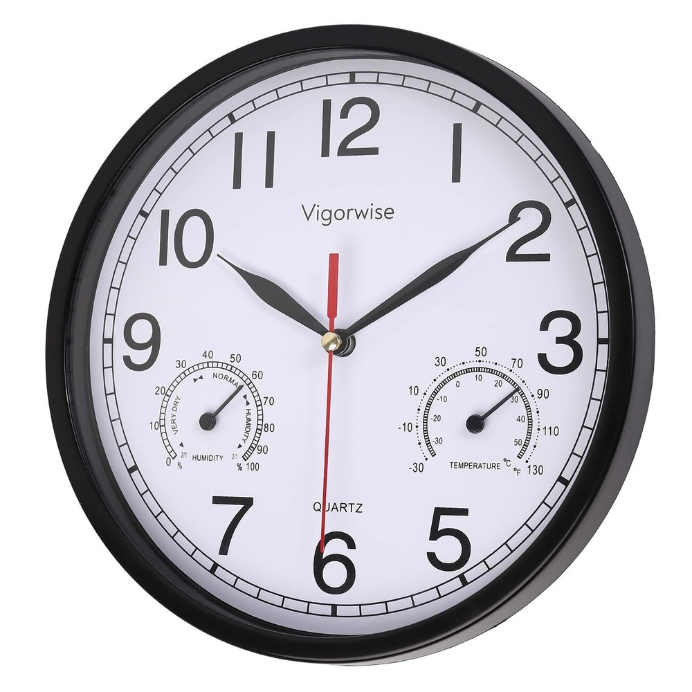 Wall Clock, Sweep Silent Movement Accurate Clocks with Temperature & Humidity...