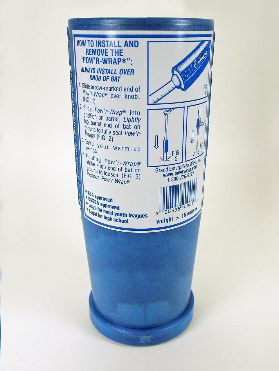 Pow'r Wrap Youth Softball baseball 16 oz Bat Weight Sleeve - Made in the USA