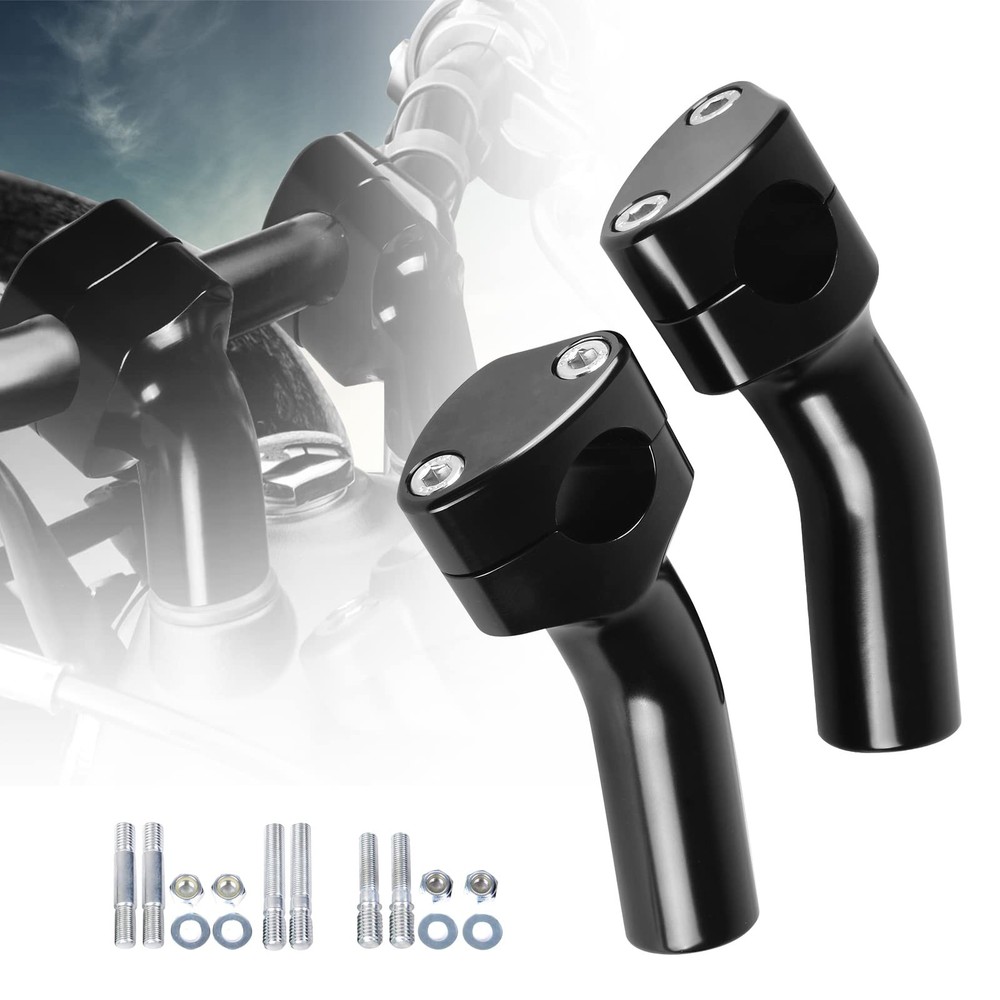 Motorcycle Handlebar Riser for Harley, One-Piece Pullback Black 4 inch