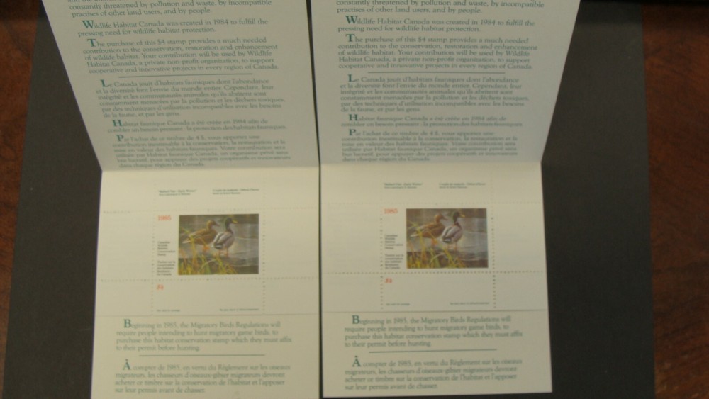 CANDA MINT NEVER HINGED DUCK STAMPS IN BOOKLETS FIRST FIVE YEARS