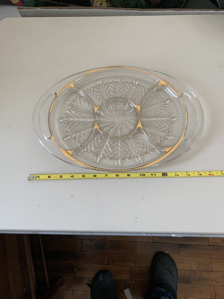 vintage glass Serving tray ox74