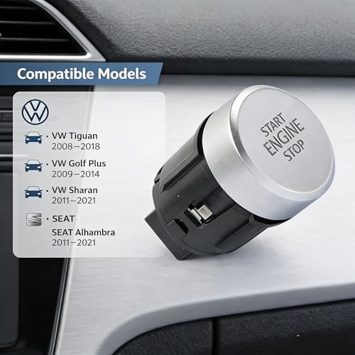 Engine Start Stop Push Button Switch Compatible with VW Tiguan Golf Passat