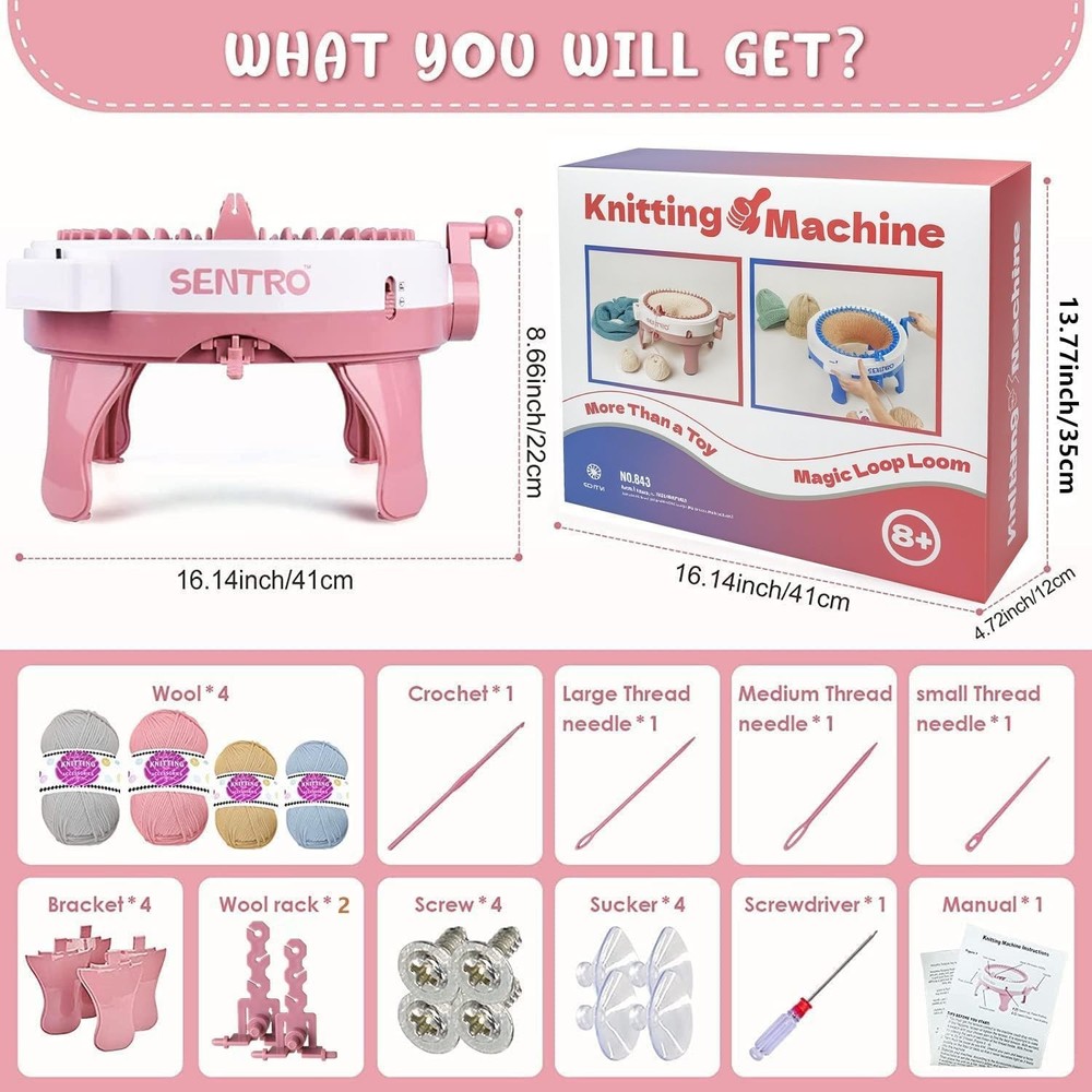 Knitting Machine 48 Needles Plastic Craft Kit Fast High Speed Portable