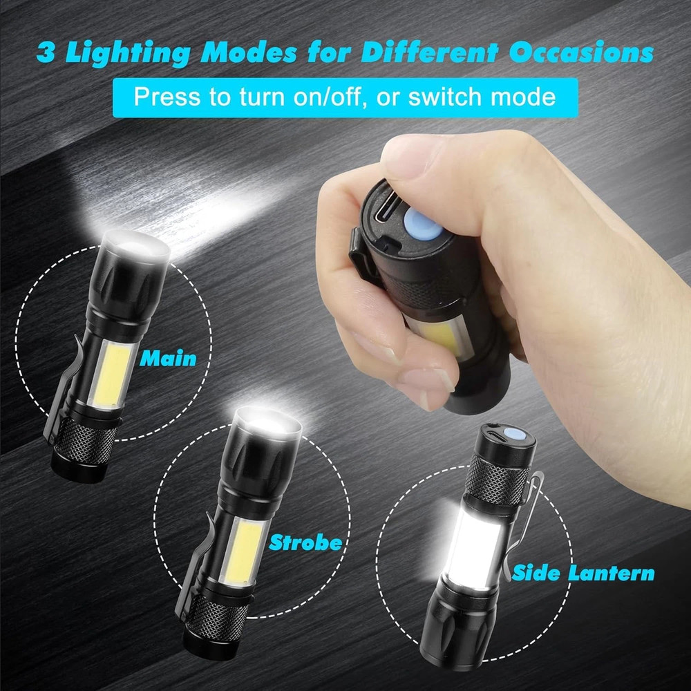 35000000 lumens Small LED Mini Flashlight Pocket Super Bright Torch Rechargeable