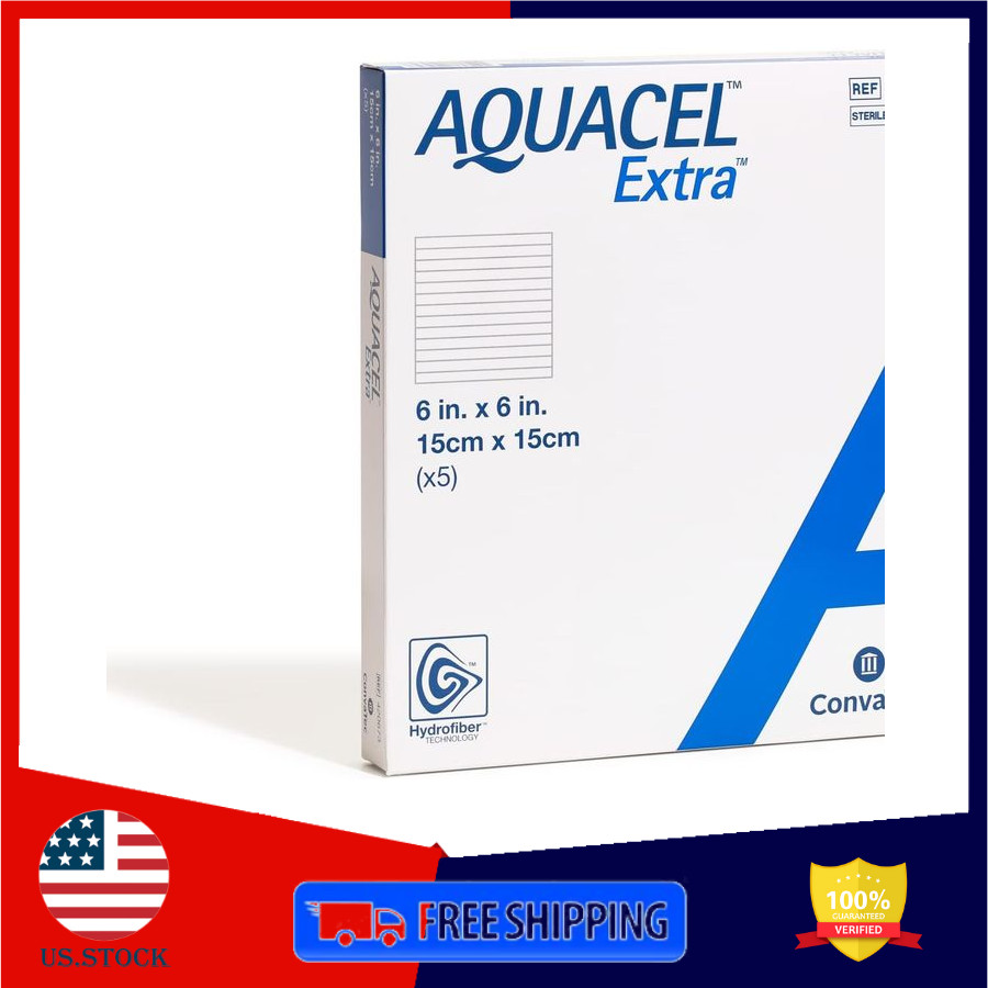 ConvaTec AQUACEL Extra 6"x6" Hydrofiber Dressing High Absorbency 5ct Box