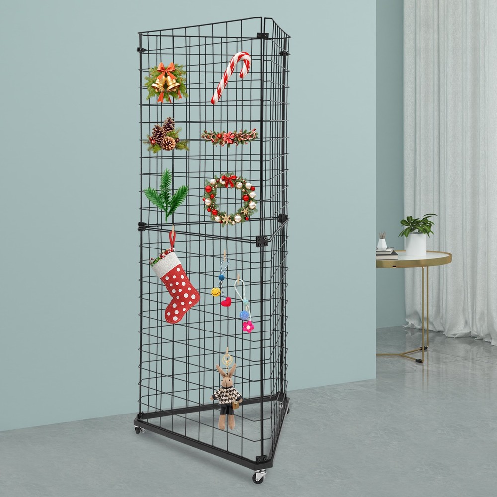 Wire Grid Panel Tower Triangle Display Stand Wire Grid Display Rack Organizer