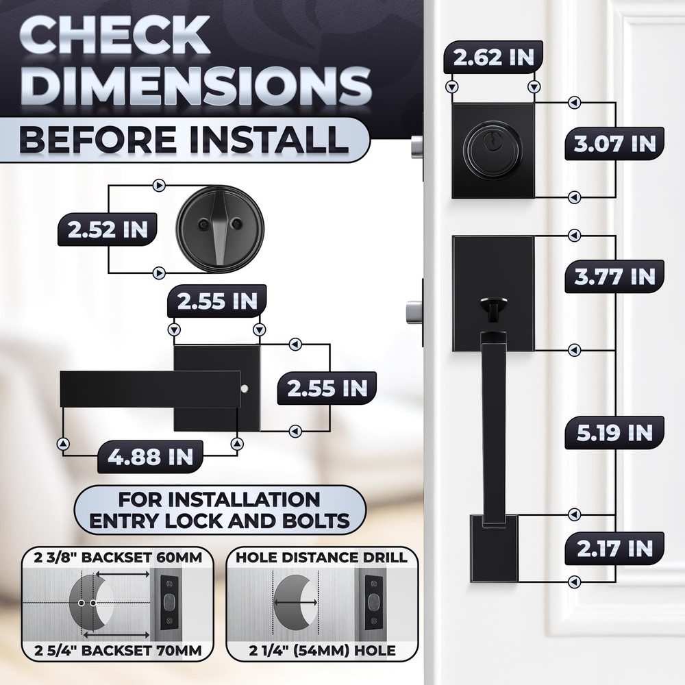 Front Door Lock Set with Deadbolt – Zinc Alloy Body with Multi‑Layer