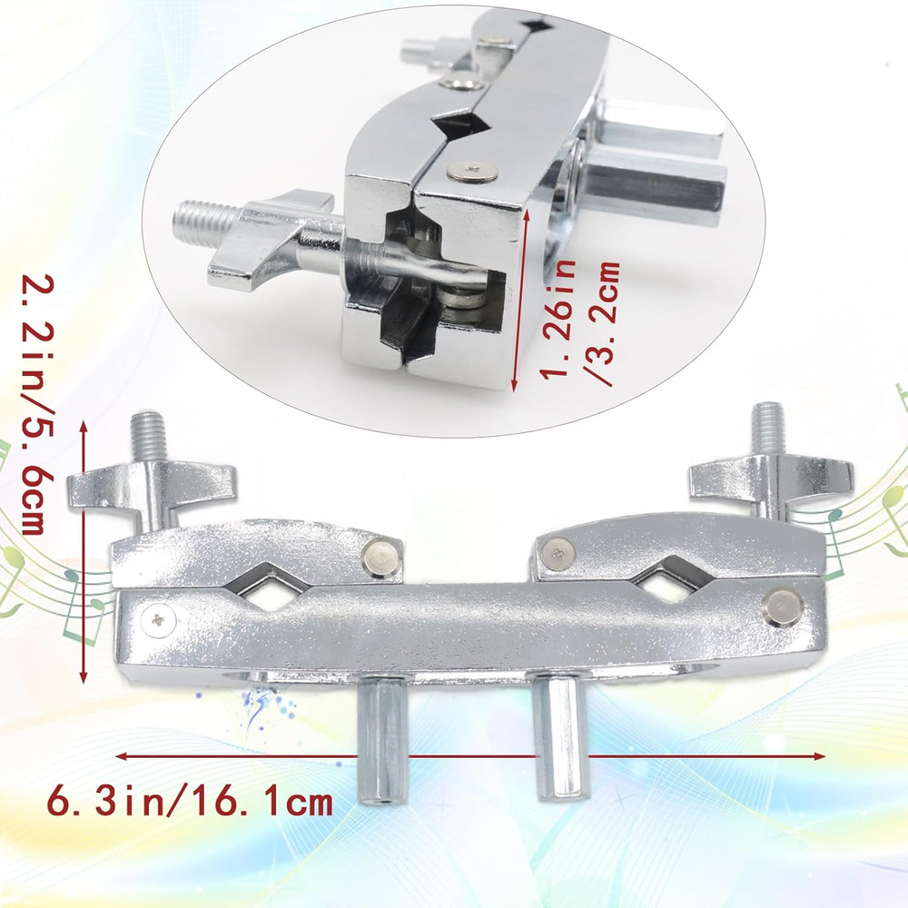 Silver Adjustable Multi-Clamp, Quick Release Cymbal Stand Mount Holder