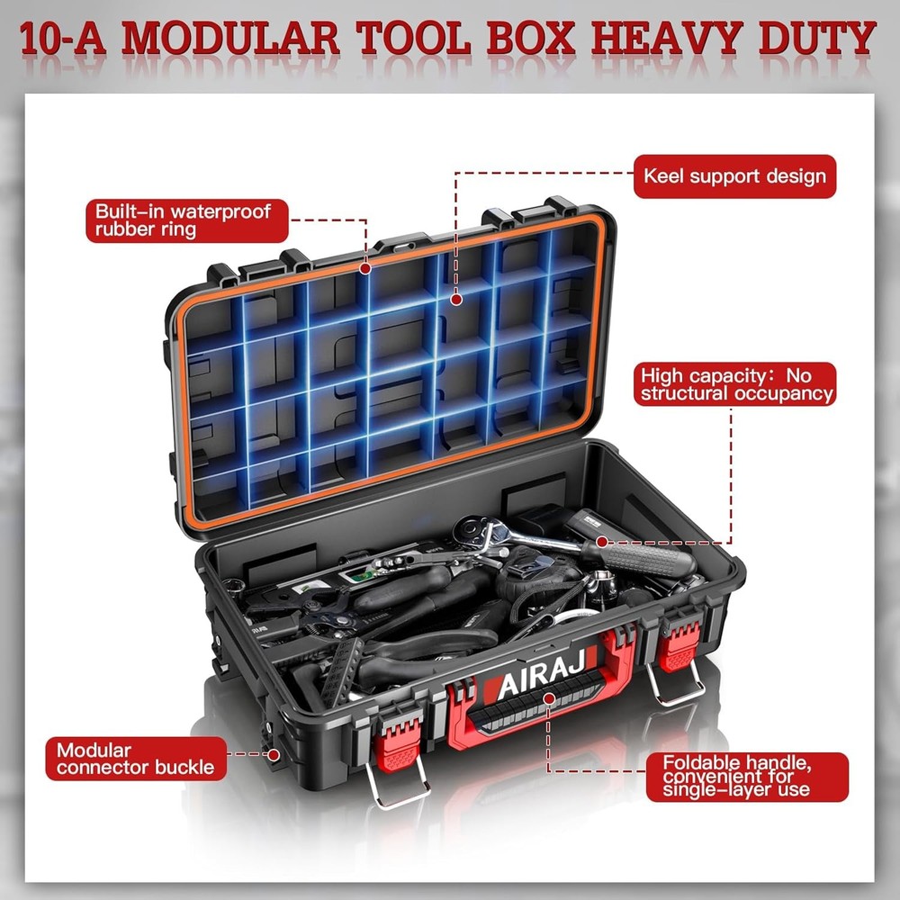 Heavy Duty Modular Stackable Tool Box Organizer Rolling Tool Box Waterproof US