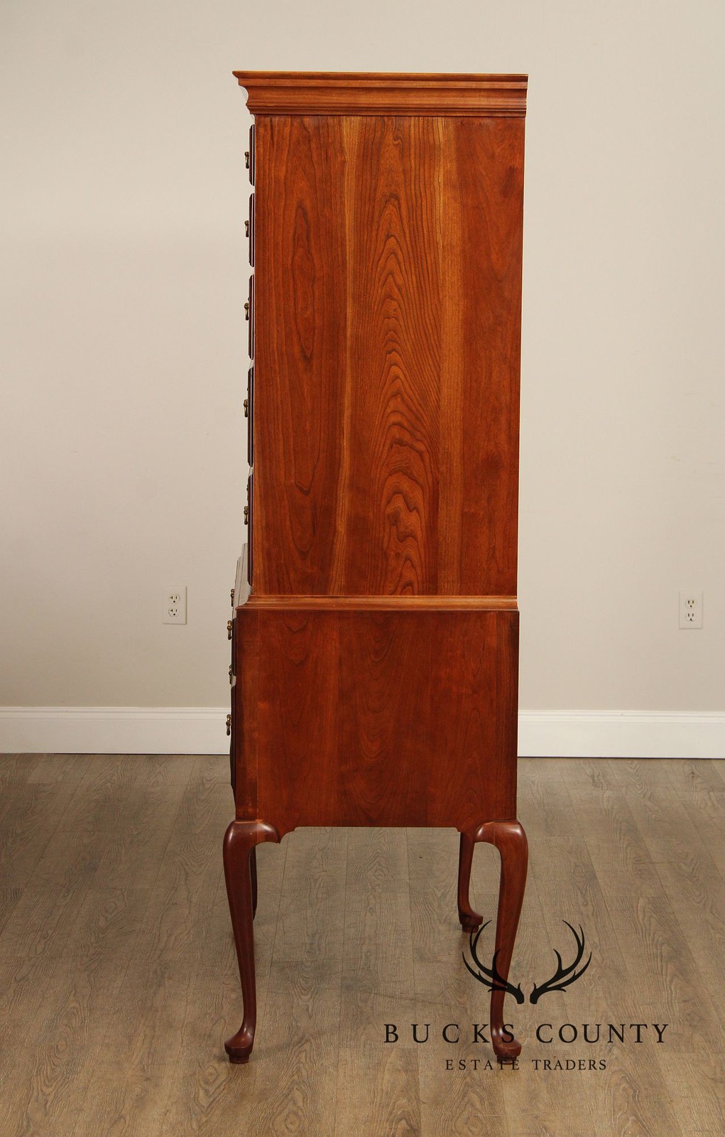 Custom Crafted Queen Anne Style Cherry Highboy Chest