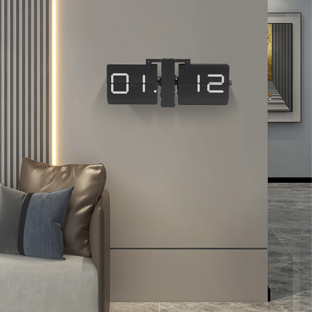 Flip Clock Wall Timer Retro Clock Analog Clock Office Decor Minimalist black