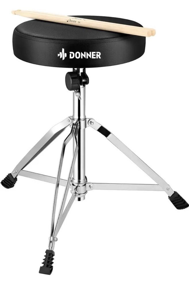 Drum Throne Set, Padded Seat Height Adjustable Drum Stools, 5A Drumsticks