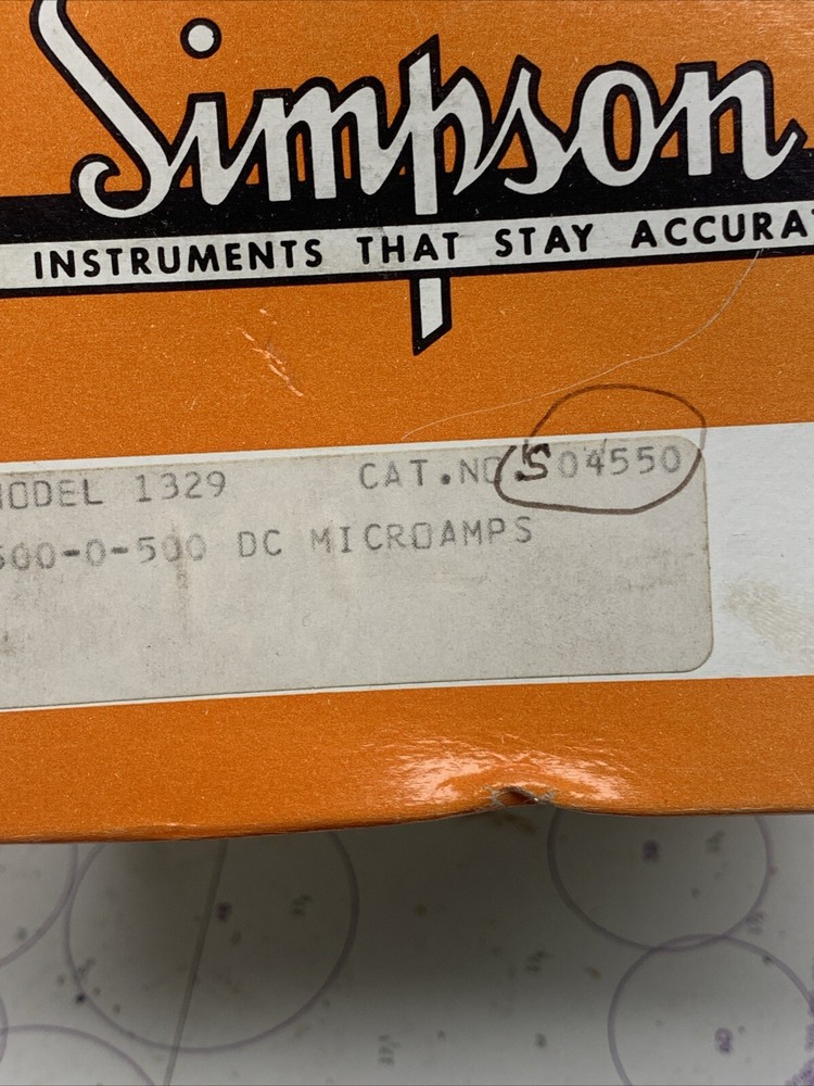 Simpson Model 1329 Panel Meter 0-500 DC Microamps Cat No 504550