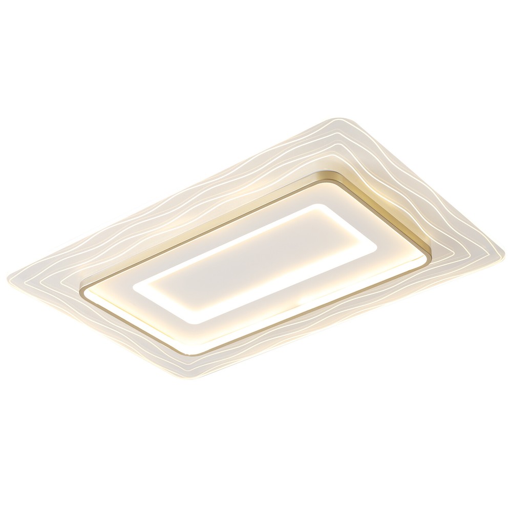 LED Rectangle Chandelier Flush Mount LED Ceiling Light w/Remote Control 110-220V
