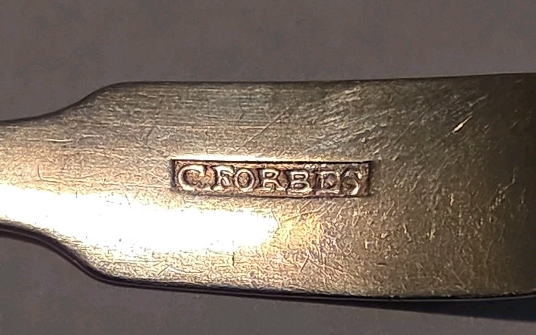 2 Antique American Coin Silver Salt Cellar Spoons 19th Century