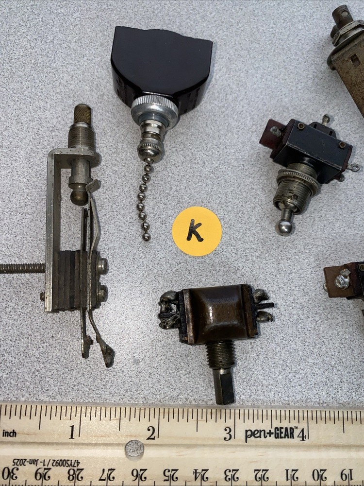 6 MISC VTG Switches Toggle, push button, pull chain, twist /push-pull on/off