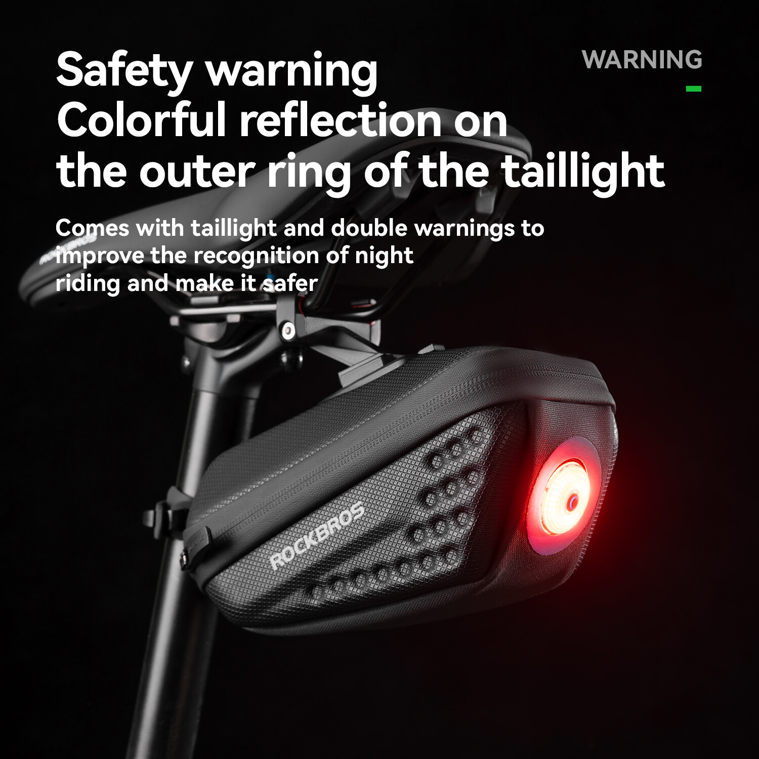 ROCKBROS Bicycle Rear Seat Saddle Bag Waterpoof Cycling Seat Bag With Taillight