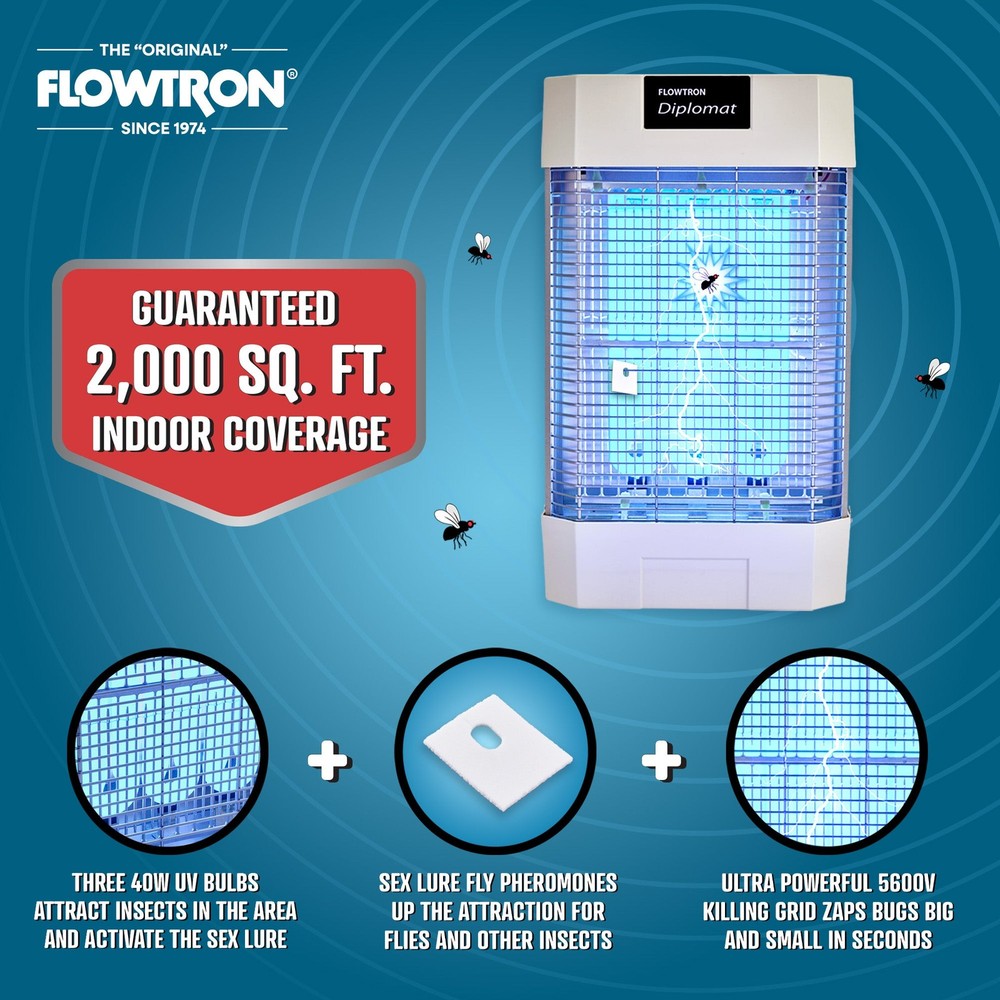 Flowtron Indoor Bug Zapper, 2000 Sq.Ft Coverage & 120W