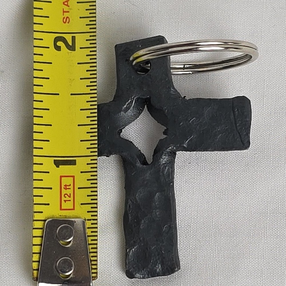 2" Hand Forged Split Cross Keychain. Blacksmith. Homemade Key Ring