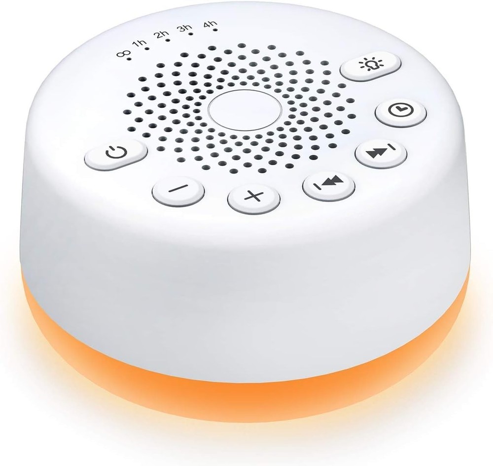 White Noise Machine with 25 Sounds, Night Light, Volume Control, Sleep Timer