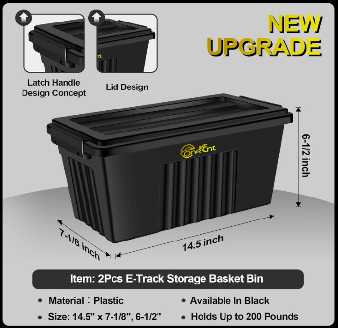 2 Pack E-Track Basket| E Track Box Storage Bin for E-Track Accessories for En...