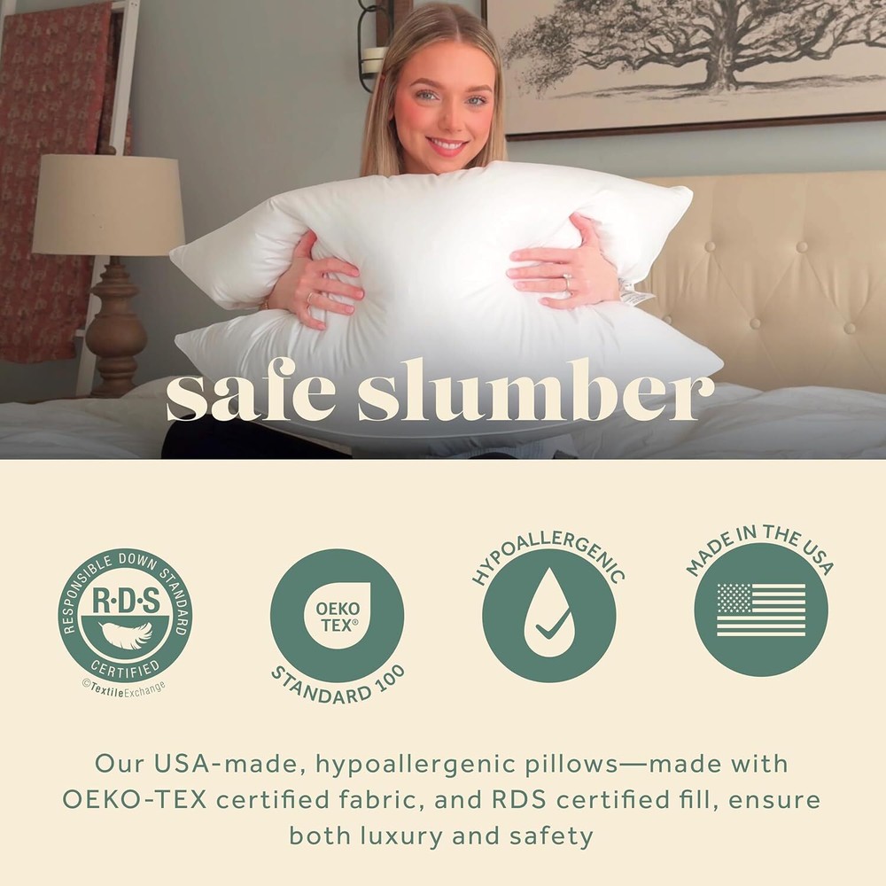 ComfyDown 50/50 Down Feather Blend ComfyDream Bed Pillow for Sleeping