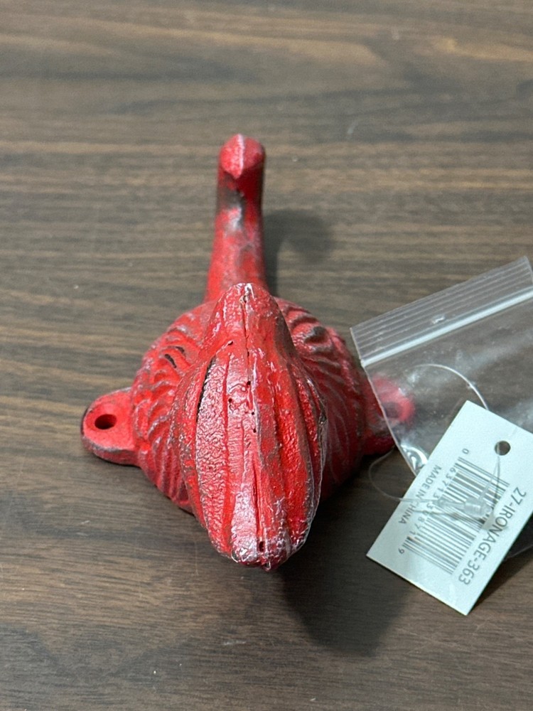 Abbott Collection Rustic Red Cast Iron Cardinal Wall Hook