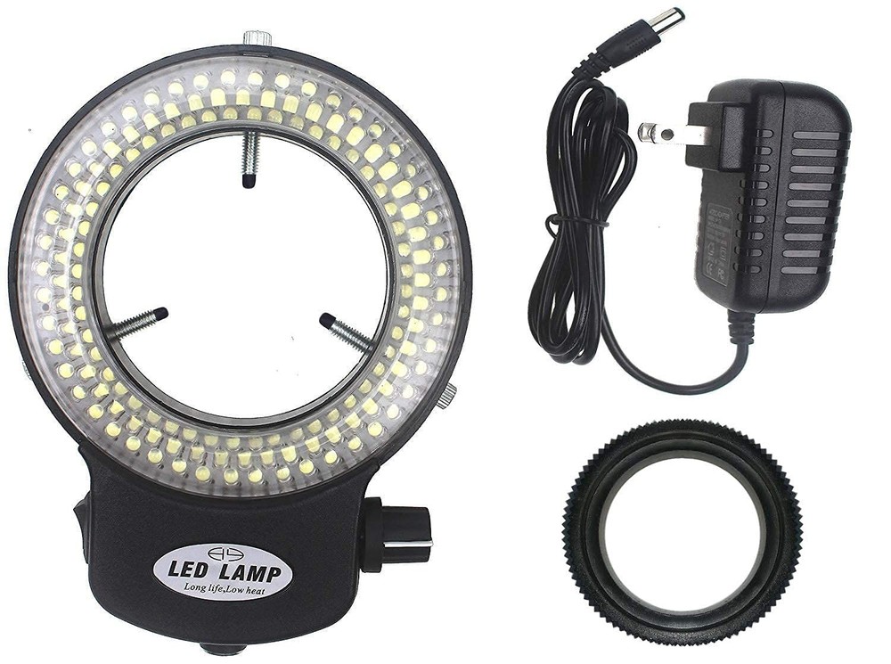 Adjustable 144 LED Ring Light for Stereo Microscope - Black Illuminator