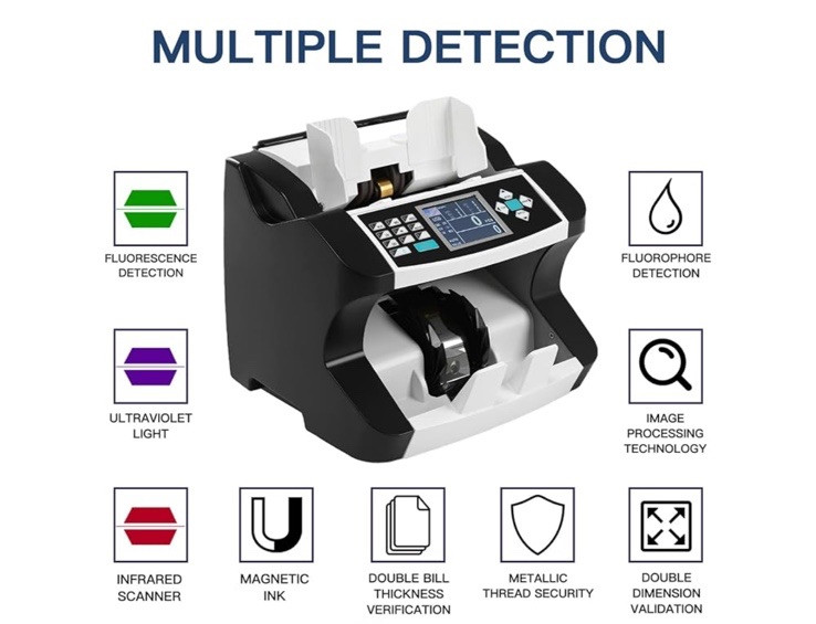 US Dollar Money Counter Machine Counterfeit Detection Receipt Printing Enabled