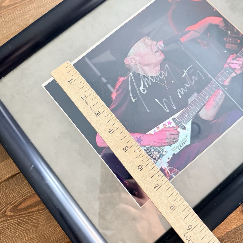 JOHNNY WINTER Signed Autograph 15x12" Framed Photo