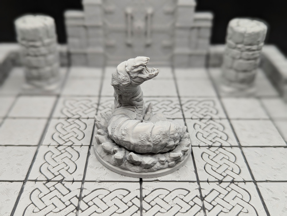 Giant Burrowing Worm Set (3) 3D Printed D&D RPG Miniatures